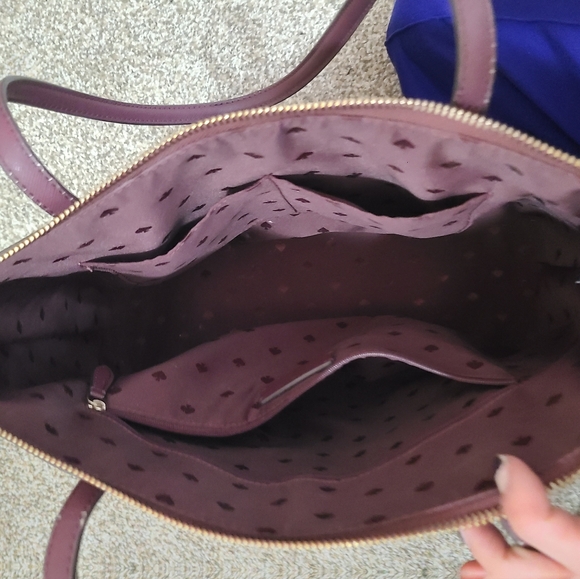 Kate Spade New York Burgundy Glitter Sparkle Tote Bag Satchel Purse - Picture 8 of 8